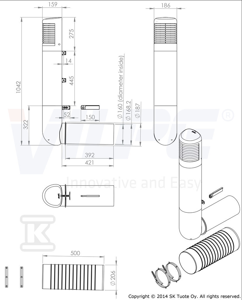 Ventilation hose ROSS ᴓ160/170 - Gray - 790367